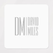 Stijlvolle minimal & Modern Grey Initialen & Naam  Labels (Design 1)