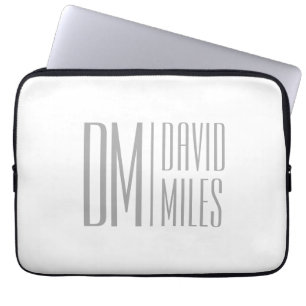 Stijlvolle minimal & Modern Grey Initialen & Naam  Laptop Sleeve