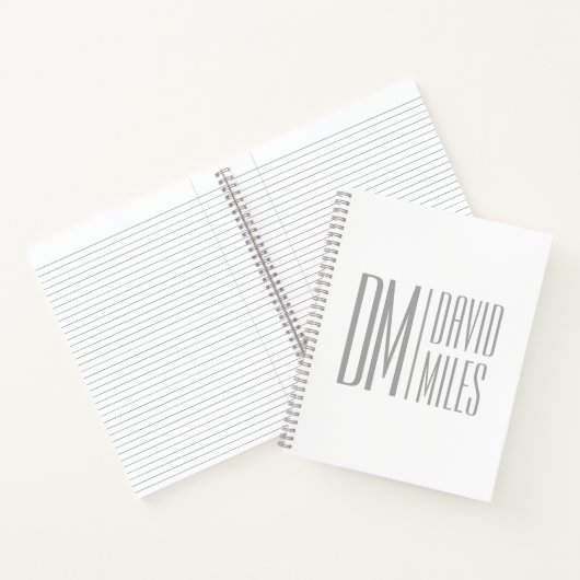 Stijlvolle minimal & Modern Grey Initialen & Naam  Notitieboek (Binnen)