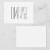 Stijlvolle minimal & Modern Grey Initialen & Naam Notitiekaartje (Voorkant / Achterkant)