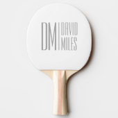 Stijlvolle minimal & Modern Grey Initialen & Naam  Tafeltennisbatje (Achterkant)