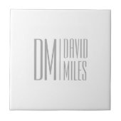 Stijlvolle minimal & Modern Grey Initialen & Naam  Tegeltje (Voorkant)