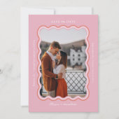 Stijlvolle minimal retro stijl golvende foto Lijst Save The Date (Voorkant)