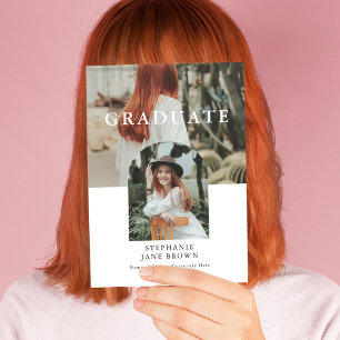 Stijlvolle minimale 2-foto Afstuderen aankondiging