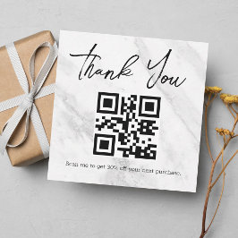 Stijlvolle minimale dank u Business QR Code Marble Notitiekaartje