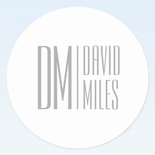 Stijlvolle minimale en moderne grijze initialen en ronde sticker