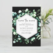 Stijlvolle minimale eucalyptus digitale bruiloft save the date (Staand voorkant)