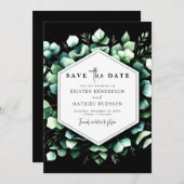 Stijlvolle minimale eucalyptus digitale bruiloft save the date (Voorkant / Achterkant)