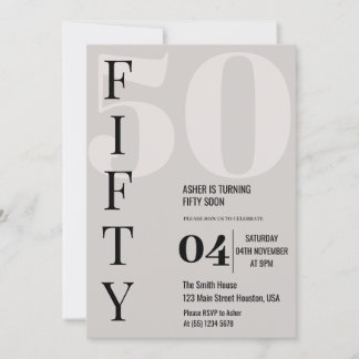 Stijlvolle Minimale VIJFTIG 50e Verjaardagsfeest Kaart