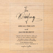 Stijlvolle minimalistische bruiloft acryl uitnodigingen (Voorkant)