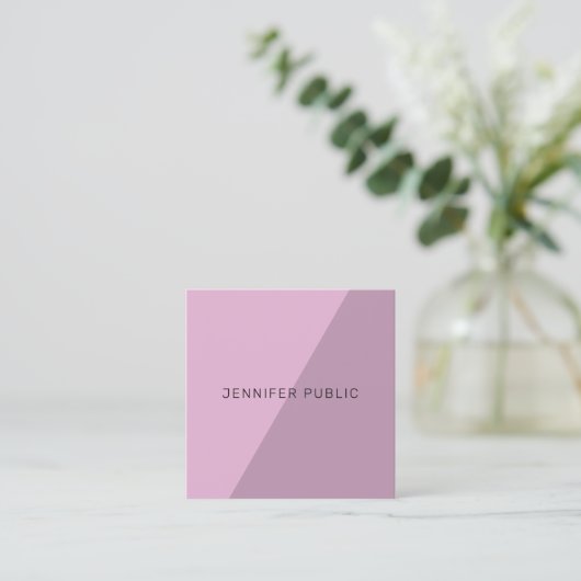 Stijlvolle minimalistische elegante Paarse Sjabloo Vierkante Visitekaartje (Staand voorkant)