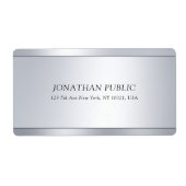 Stijlvolle Minimalistische Moderne Zilveren Verzen Etiket (Voorkant)