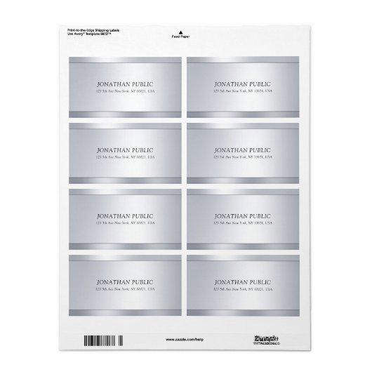 Stijlvolle Minimalistische Moderne Zilveren Verzen Etiket (Full Sheet)