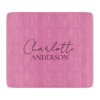 Stijlvolle minimalistische monogram naam roze snijplank