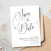 Stijlvolle minimalistische zwart wit elegante brui save the date