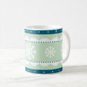 Stijlvolle Mint Blauwgroen Blauw Wit Kerstpatroon Koffiemok (Voorkant rechts)