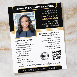 Stijlvolle mobiele notarisservice foto zwart goud flyer