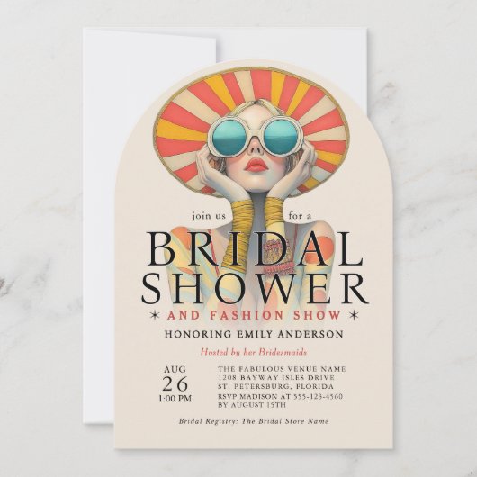 Stijlvolle Mode Show Bruids Douche Uitnodiging (Voorkant)