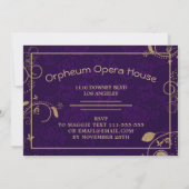 Stijlvolle Modern Gold en Paarse Verjaardagsuitnod Kaart (Achterkant)
