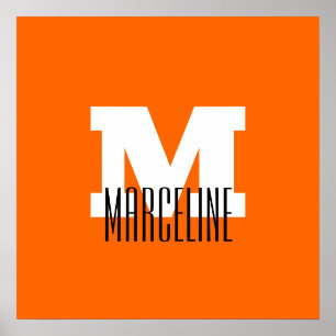 Stijlvolle Modern Name Initiaal   Neon Sunset Sina Poster