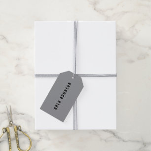 Stijlvolle modern ogende naam Grijs en zwart Cadeaulabel