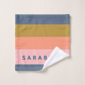 Stijlvolle Modern Stripes  Earth Tones Custom Bad Handdoek (Wasdoekje)