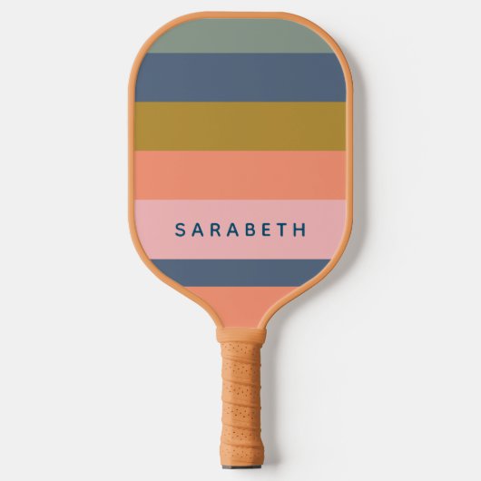 Stijlvolle Modern Stripes  Earth Tones Custom Pickleball Paddle (Voorkant)