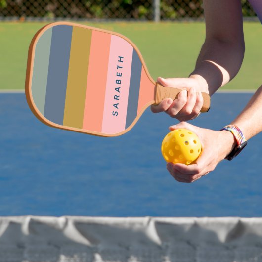 Stijlvolle Modern Stripes  Earth Tones Custom Pickleball Paddle (Insitu)
