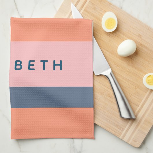 Stijlvolle Modern Stripes  Earth Tones Custom Theedoek (Quarter Fold)