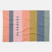 Stijlvolle Modern Stripes Earth Tones Custom Theedoek (Horizontaal)