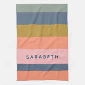 Stijlvolle Modern Stripes  Earth Tones Custom Theedoek (Verticaal)