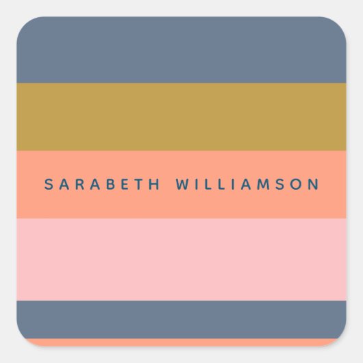 Stijlvolle Modern Stripes Earth Tones Custom Vierkante Sticker (Voorkant)