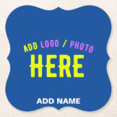 STIJLVOLLE MODERNE AANGEPASTE KOBALT BLAUW GEVERIF KARTONNEN ONDERZETTERS (Voorkant)