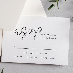 Stijlvolle moderne aangepaste namen Tuxedo Wedding RSVP Kaartje