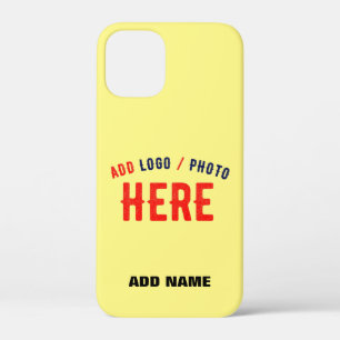 STIJLVOLLE MODERNE AANGEPASTE PASTEL GEEL GEVERIFI iPhone 12 MINI HOESJE