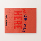 STIJLVOLLE MODERNE AANGEPASTE TOMATENROOD GEVERIFI LEGPUZZEL (Horizontaal)