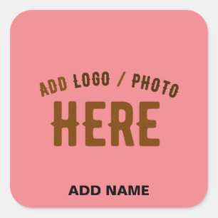 STIJLVOLLE MODERNE AANGEPASTE ZALM ROZE GEVERIFIEE VIERKANTE STICKER