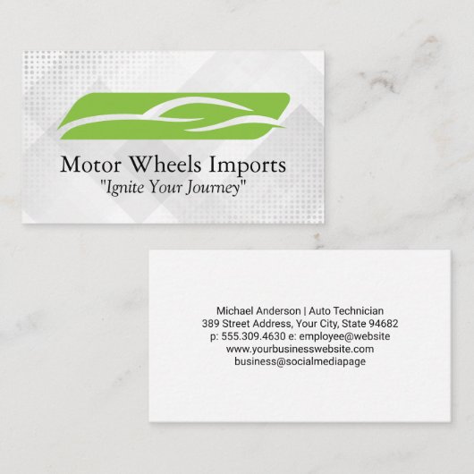 Stijlvolle moderne auto's Logo | autoverzorging Visitekaartje (Voorkant / Achterkant)