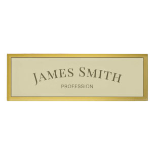 Stijlvolle moderne Beige Ecru Gold Unique Professi Naambadge