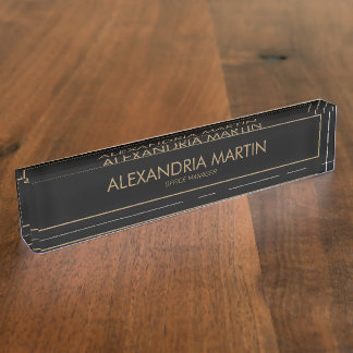 Stijlvolle, moderne Black Gold Office Manager Naambordje