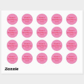 Stijlvolle moderne chic roze rode aangepaste bruid ronde sticker (Vel)