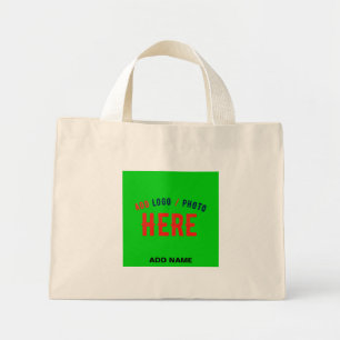 STIJLVOLLE MODERNE CUSTOM BROWN LIME GREEN BRANDED MINI TOTE BAG