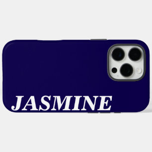 STIJLVOLLE MODERNE CUSTOM NAME SOLID ROYAL BLUE KL iPhone 16 PRO MAX HOESJE