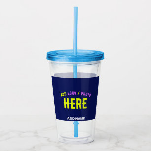 STIJLVOLLE MODERNE CUSTOM NAVY BLUE GEVERIFIEERD B ACRYL DRINKBEKER