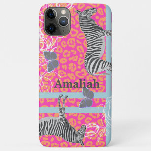 Stijlvolle moderne eclectische fluo roze oranje bl iPhone 11 pro max hoesje