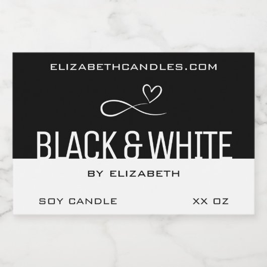 Stijlvolle Moderne Eenvoudige Effen Zwart Wit Kaar Voedselcontainer Etiket (Enkel label)
