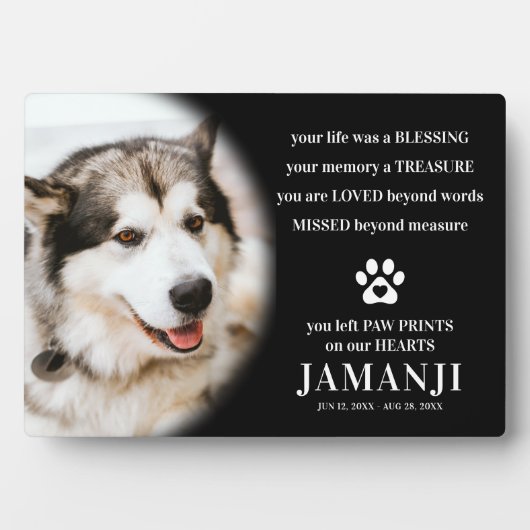 Stijlvolle moderne eerbetoon citaat foto huisdier  fotoplaat (voorkant)