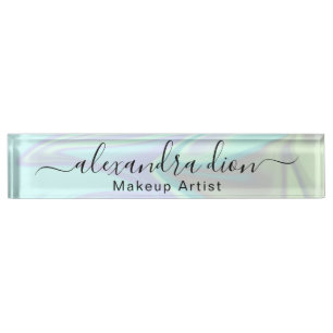 Stijlvolle moderne, elegante holografische make-up naambordje