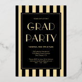 Stijlvolle moderne foto afstuderen partij goud folie uitnodiging (Achterkant)