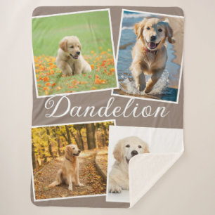 Stijlvolle moderne foto-collage voor honden Taupe Sherpa Deken